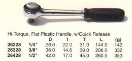 High Torque Ratchet Handles, Flat Plastic Handle, w/Quick Release