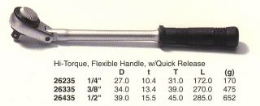 High Torque Ratchet Handles, Satin Flex Handle, w/Quick Release