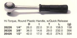 High Torque Ratchet Handles, Round Plastic Handle, w/Quick Release