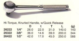 High Torque Ratchet Handles, Knurled Handle, w/Quick Release 