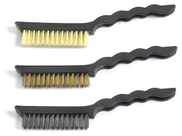 3pc Nylon, Brass & Stainless Brush, Plastic Handle